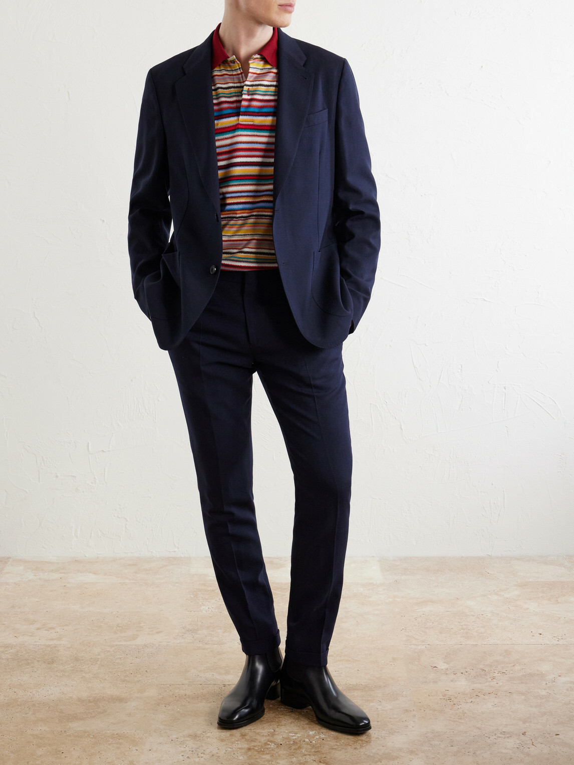 Paul Smith - Tapered Wool-Hopsack Suit Trousers - Blue