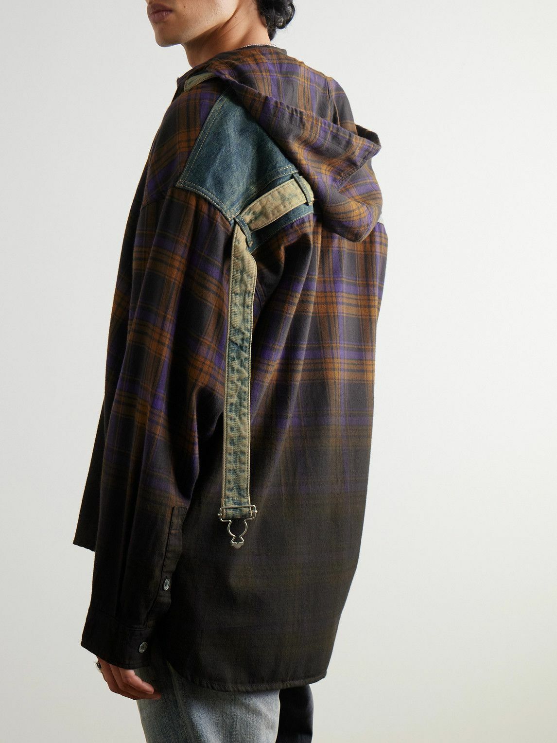 Acne Studios - Saffia Oversized Denim-Trimmed Checked Cotton