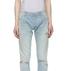 Balmain Blue Six-Pocket Vintage Distressed Jeans