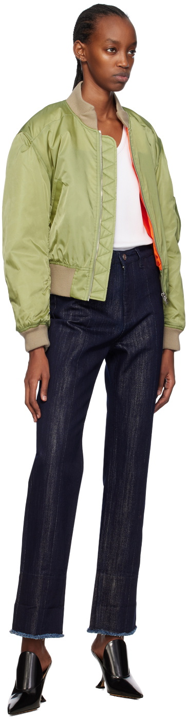 Victoria Beckham Green Cropped Bomber Jacket