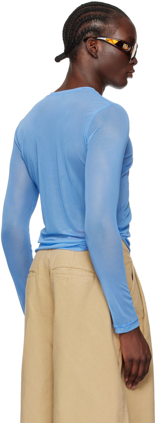 blue sheer long sleeve top