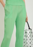 Pleats Please Issey Miyake Pleated Tapered-leg Woven Trousers Light Green