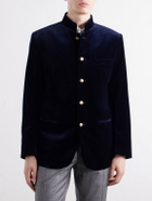 Favourbrook - Nehru Cotton-Velvet Blazer - Blue
