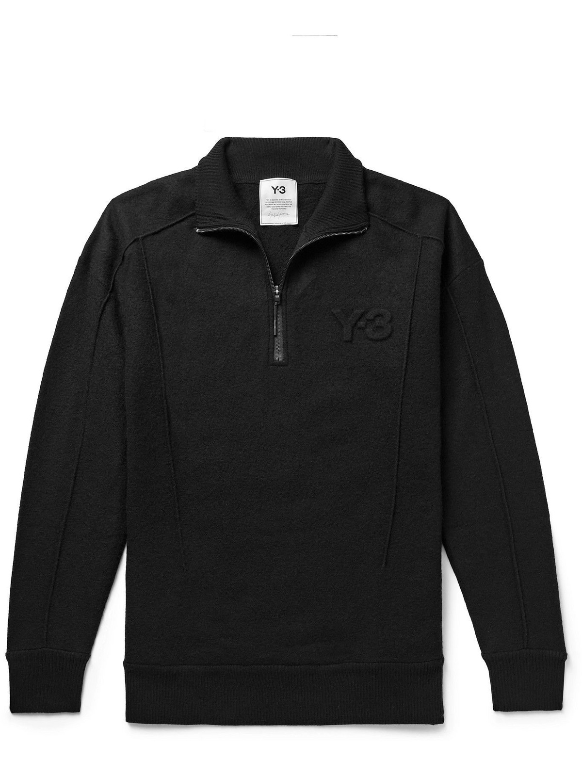 Y-3 - Logo-Embossed Wool Half-Zip Sweater - Black Y-3