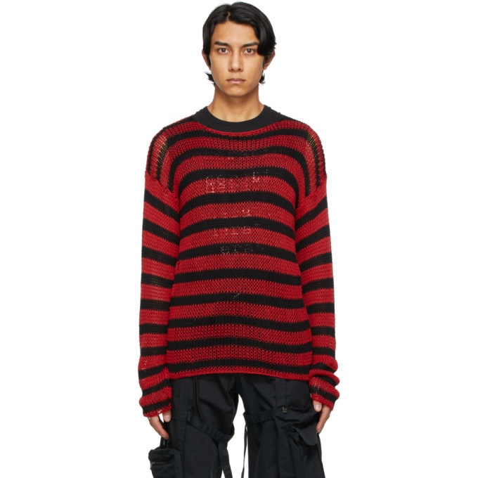 Photo: Raf Simons Black and Red Striped Open Knit Sweater
