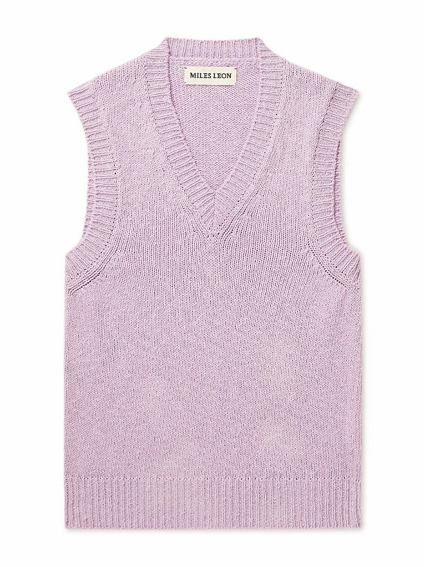 Photo: Miles Leon - Slim-Fit Cotton Sweater Vest - Purple