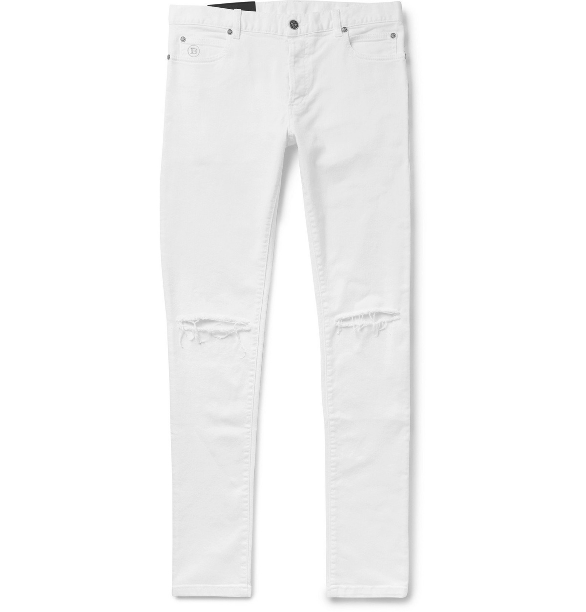 Balmain - Distressed Stretch-Denim Jeans - Balmain