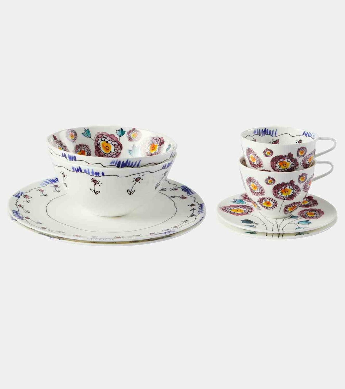 Serax Anemone Milk porcelain breakfast set