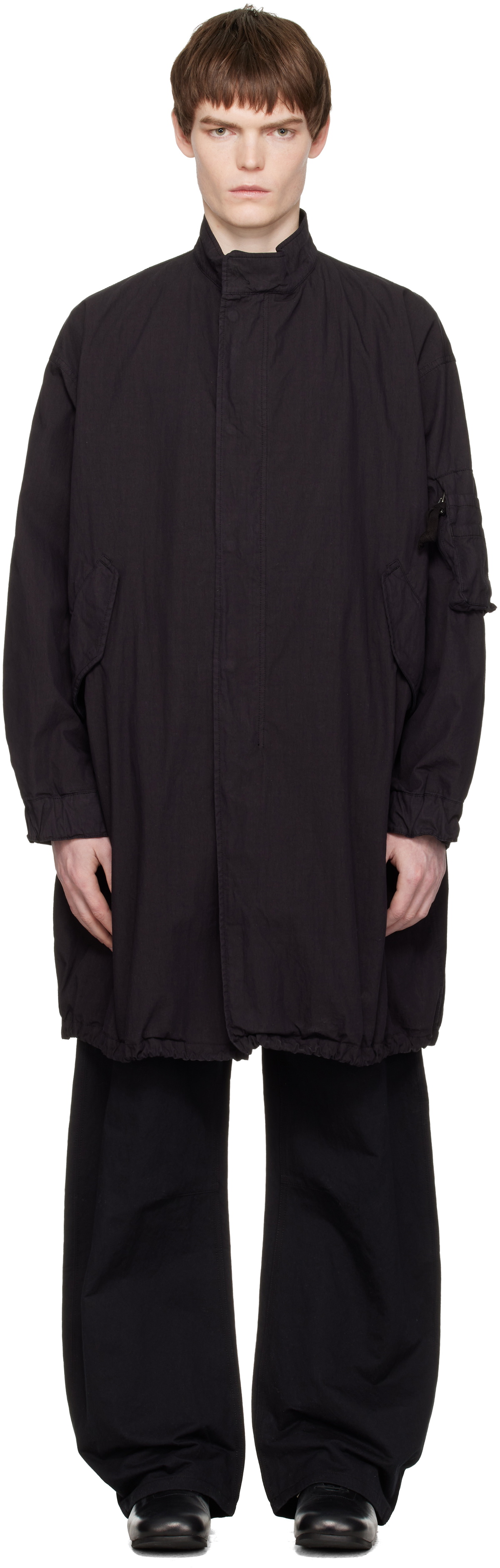 COOR Black Garment Dyed Fishtail Parka Coat