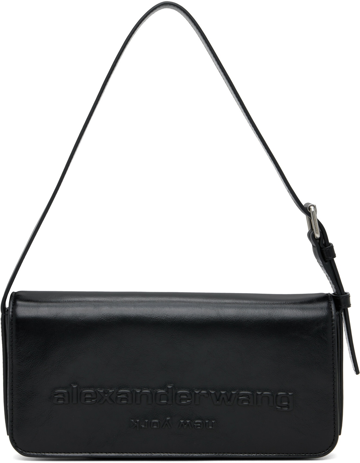 Alexander Wang Black Punch Flap Shoulder Bag
