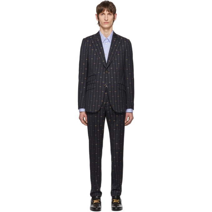 Photo: Gucci Navy GG Pinstripe Suit
