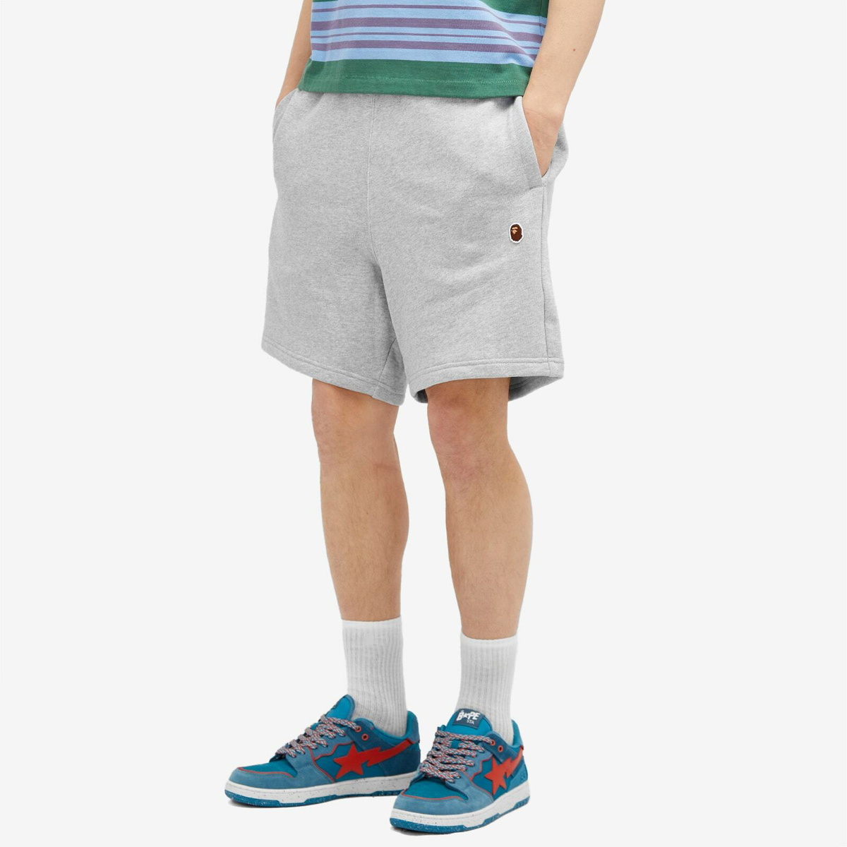 A Bathing Ape Men's One Point Sweat Short in Grey