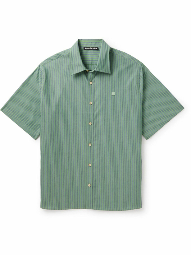 Photo: Acne Studios - Sarlie Striped Cotton-Poplin Shirt - Green