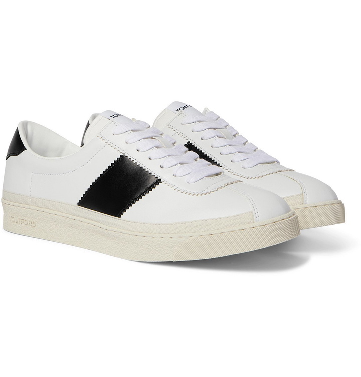 Photo: TOM FORD - Bannister Panelled Faux Leather Sneakers - White