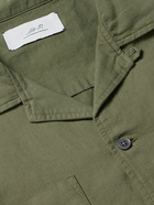 Mr P. - Michael Convertible-Collar Garment-Dyed Cotton and Linen-Blend Twill Shirt - Green