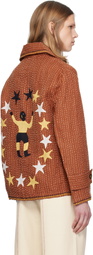 HARAGO Brown Kantha Applique Jacket