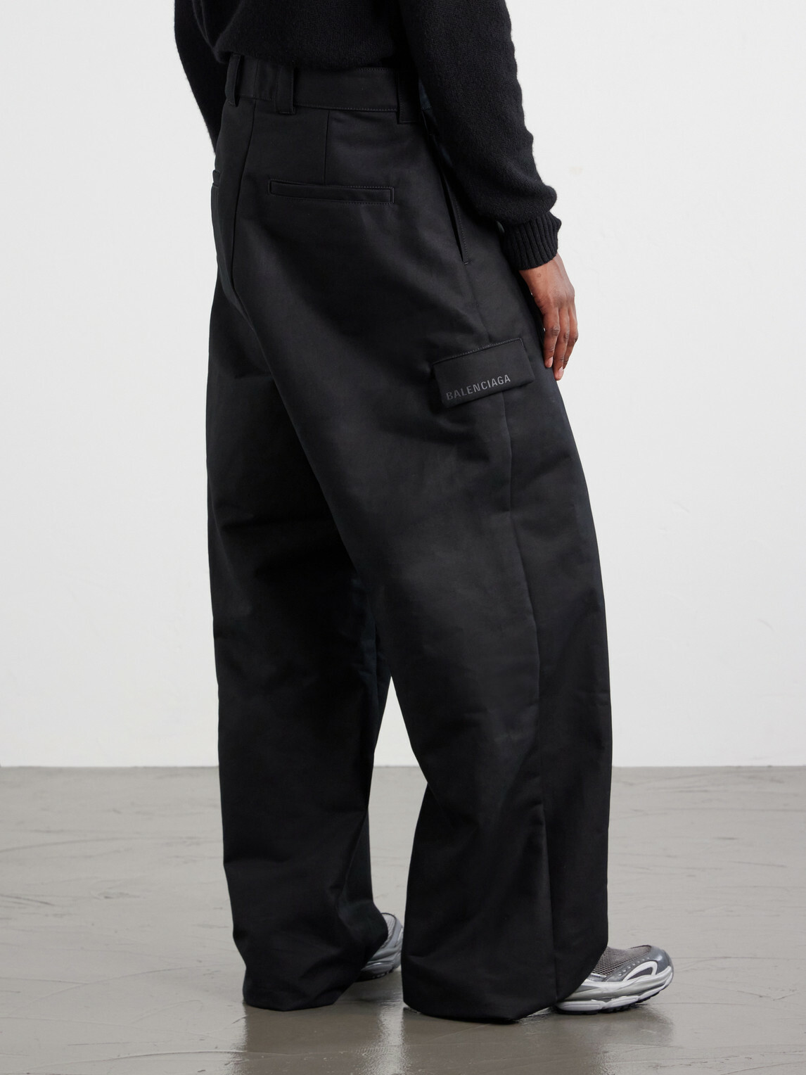 パンツ 90s BALENCIAGA gabardine wide slacks Balenciaga - Straight-Leg Cotton-Gabardine Trousers - Black Balenciaga