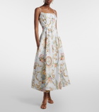 Camilla Printed linen and silk bustier dress