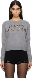 Marc Jacobs Gray Gem Knit Logo Sweater