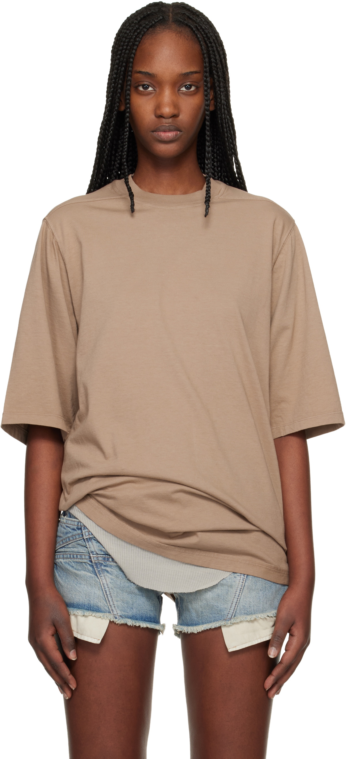 Rick Owens DRKSHDW Tan Temple Jumbo SS T-shirt