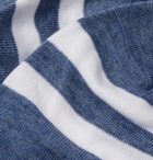 Corgi - Striped Cotton-Blend No-Show Socks - Blue