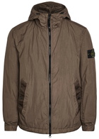 Stone Island Hooded Crinkled Shell Jacket Burgundy