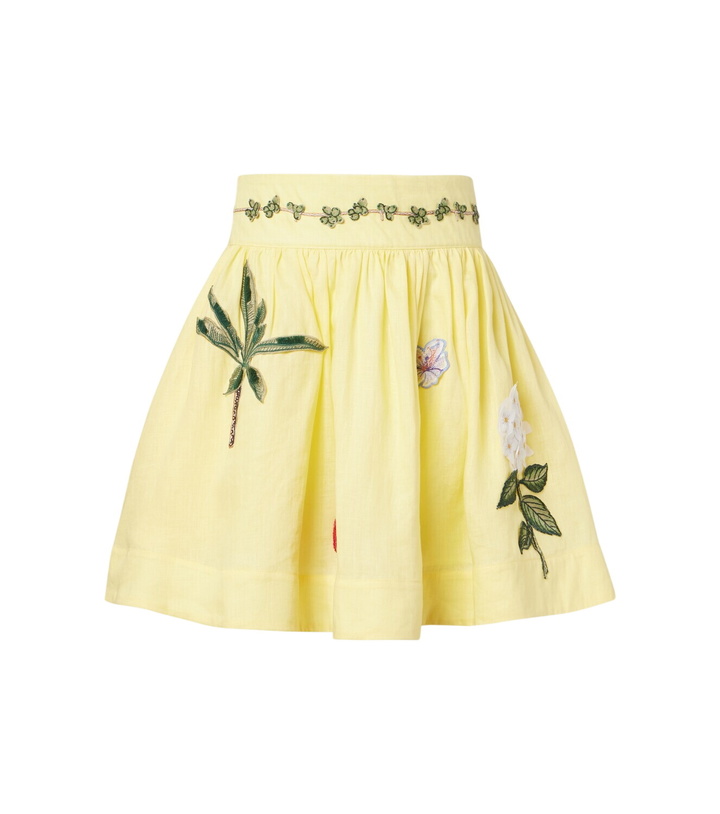 Photo: Agua by Agua Bendita Nori floral-appliqué linen miniskirt