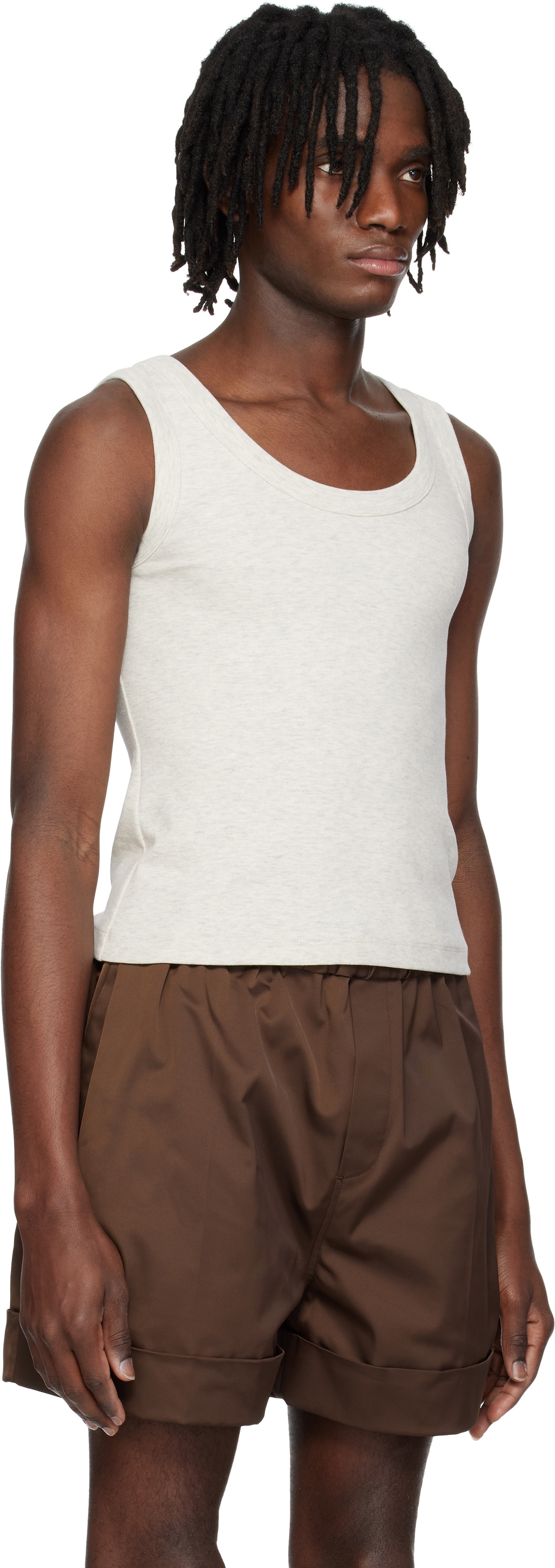 RECTO Gray Scoop Neck Jersey Tank Top