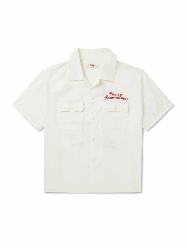 Photo: Cherry Los Angeles - Roadrunner Camp-Collar Logo-Embroidered TENCEL™ Twill Shirt - White