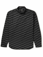Balenciaga - Oversized Button-Down Collar Logo-Print Cotton-Poplin Shirt - Black