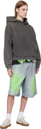 PDF Blue & Green Knee Denim Shorts