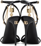 Dolce & Gabbana Black & Gold Padlock Heeled Sandals