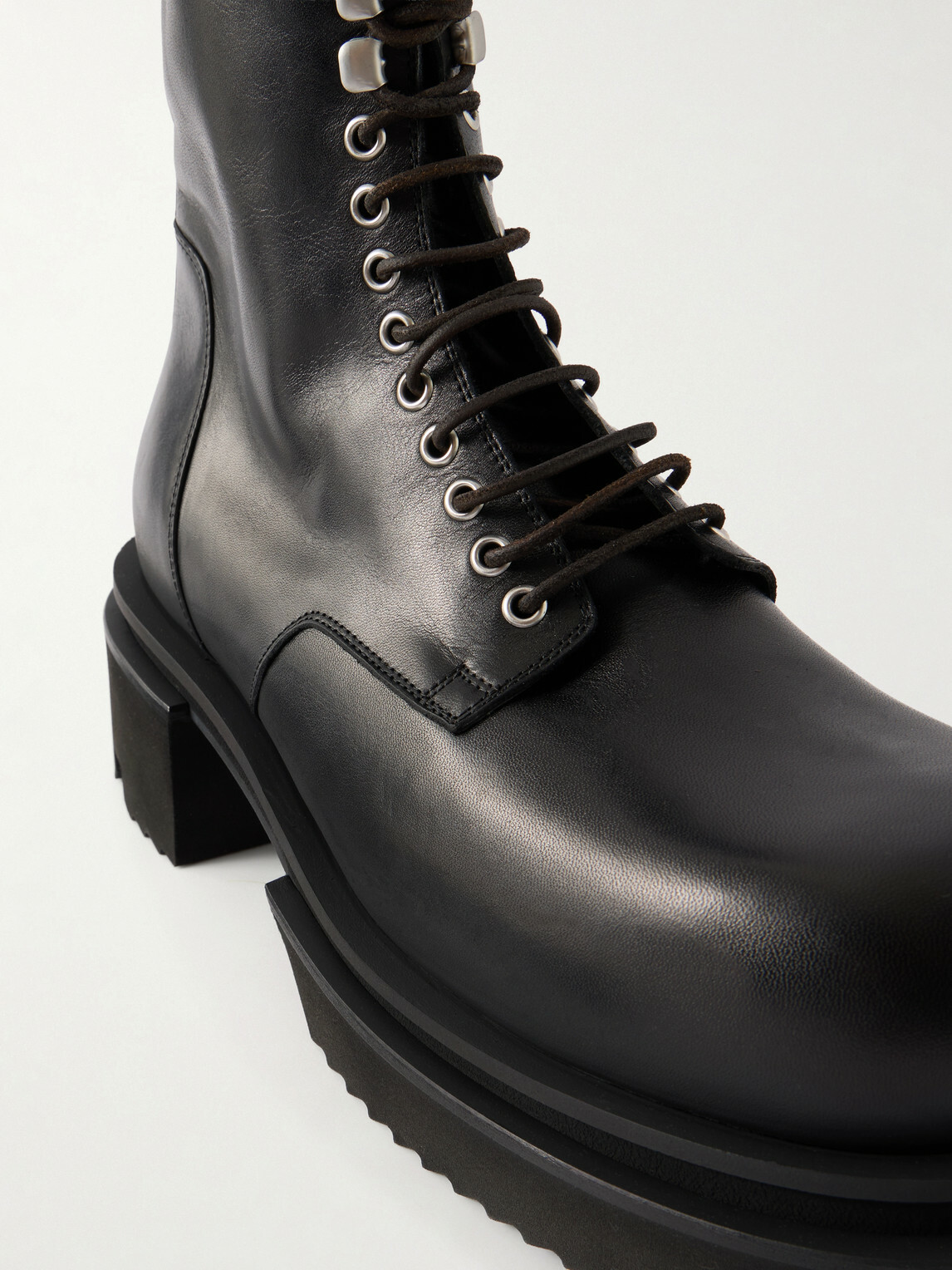 Rick Owens - Bogun Leather Lace-up Boots - Black