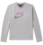 Nike - Logo-Appliquéd Mélange Loopback Cotton-Blend Jersey Sweatshirt - Gray