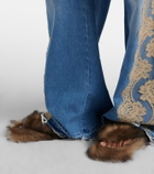 Dolce&Gabbana Shearling thong sandals