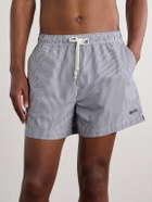 Zegna - Straight-Leg Mid-Length Striped Seersucker Swim Shorts - Blue