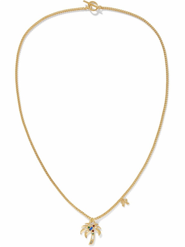 Photo: Palm Angels - Gold-Tone and Glass Pendant Necklace