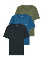 Boss Classic Logo-embroidered Cotton T-shirt set of Three Blue