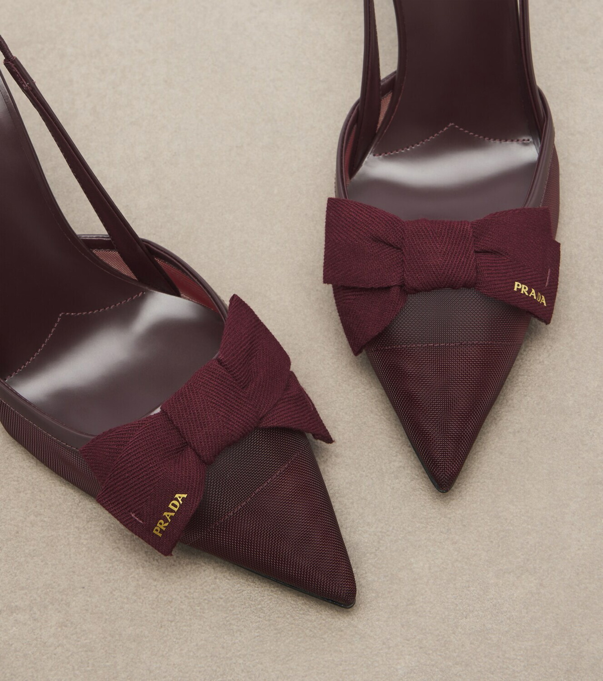 Prada Bow-detail mesh slingback pumps
