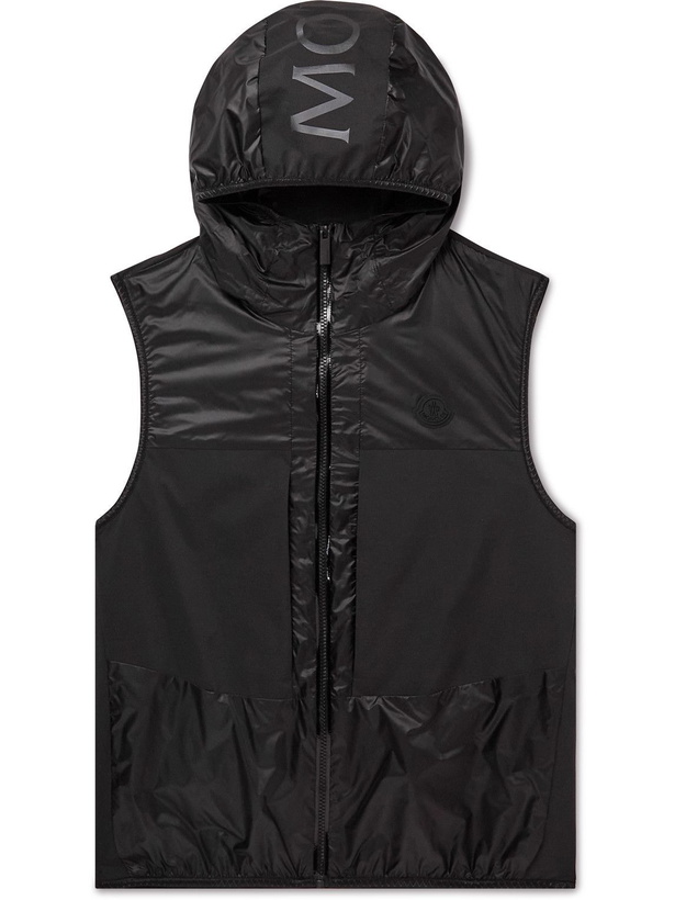 Photo: Moncler - Heizo Logo-Appliquéd Ripstop-Panelled Shell Hooded Gilet - Black