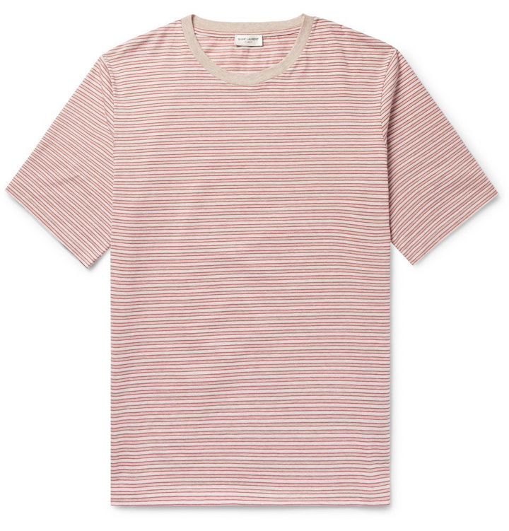 Photo: Saint Laurent - Striped Cotton T-Shirt - Men - Red