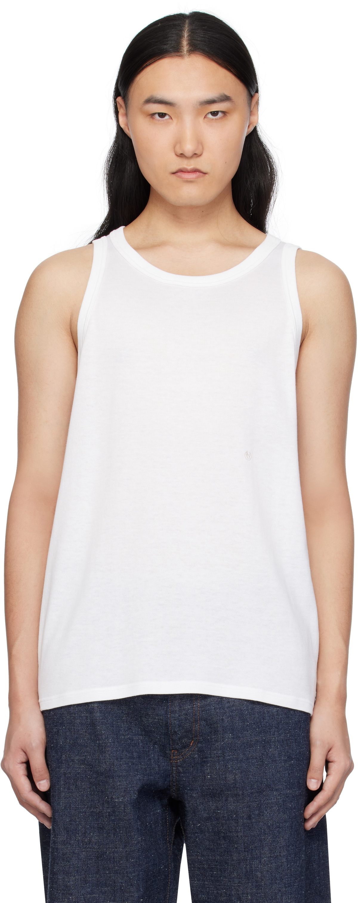 White Loopwheel COOLMAX Jersey Tank Top by nanamica on Sale