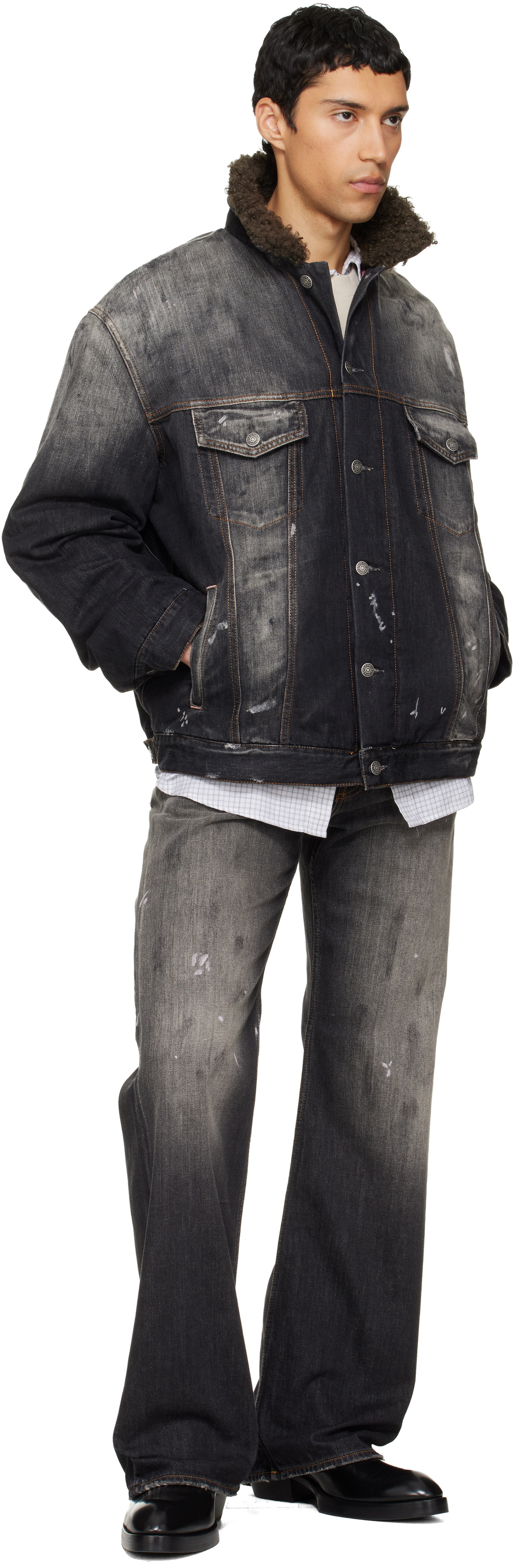 Acne Studios Black Faded Denim Jacket