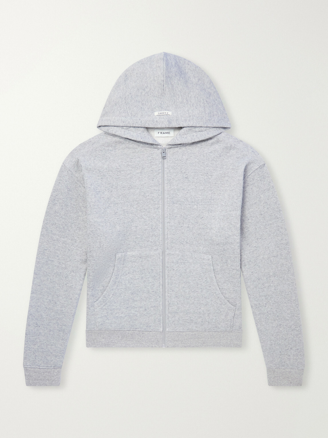 FRAME - Cotton-Jersey Zip-Up Hoodie - Gray