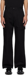 Solid Homme Black Wide-Leg Cargo Pants