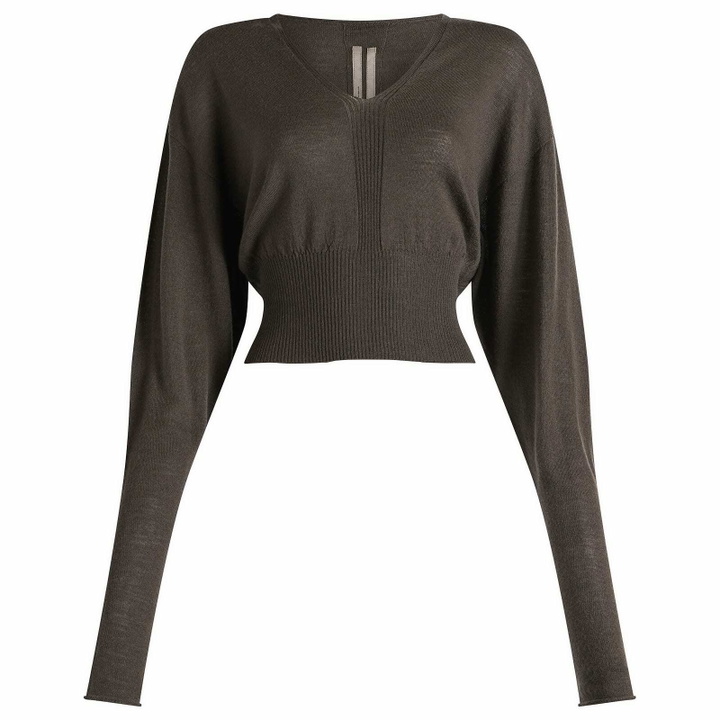 Photo: Rick Owens Women's V-Neck Cropped Jumper in Dark Dust