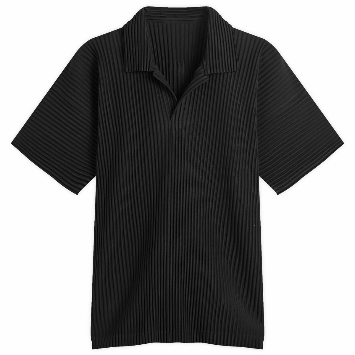 Homme Plissé Issey Miyake Men's Pleated Long Sleeve Polo Shirt in