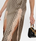 Gucci GG Supreme lace-trimmed silk maxi dress