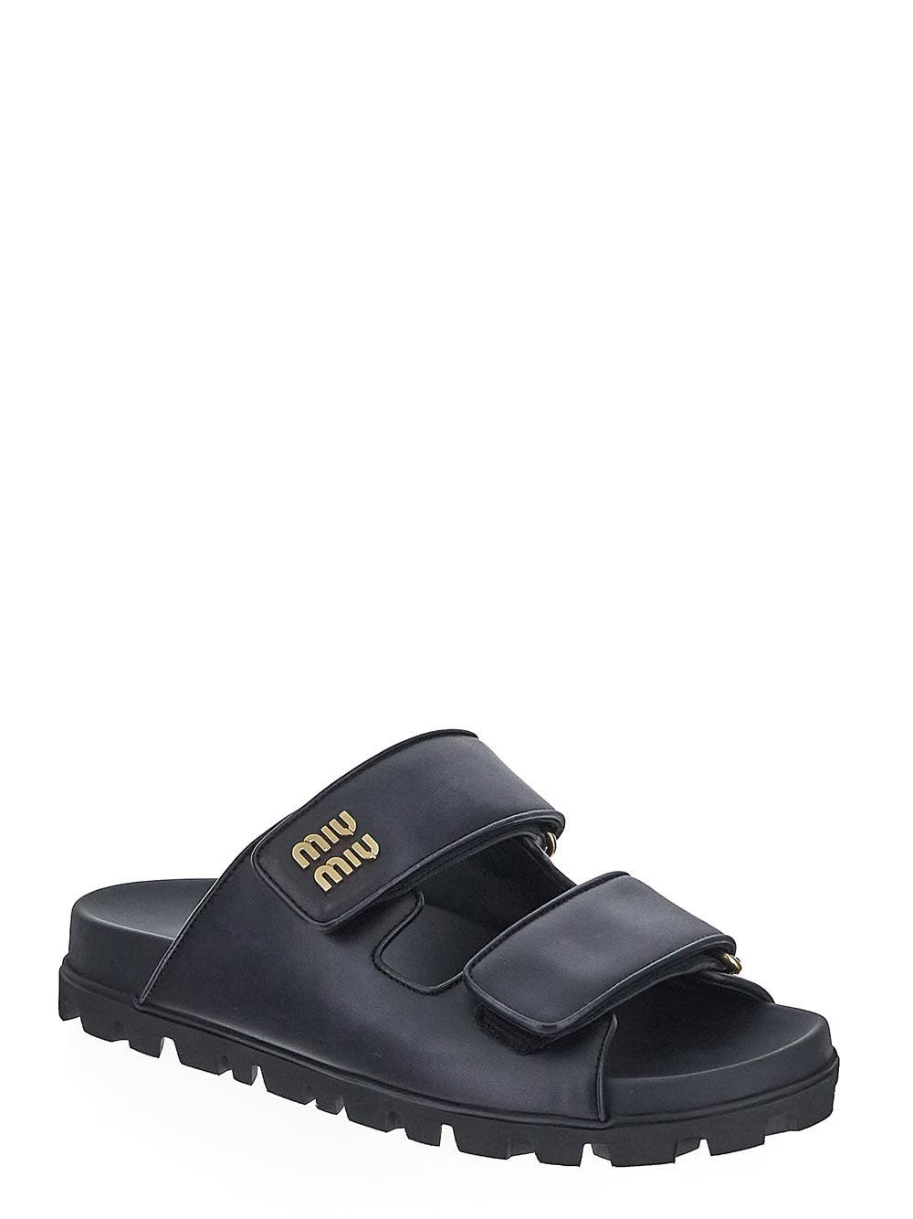 Miu Miu Logo Plaque Slides Miu Miu