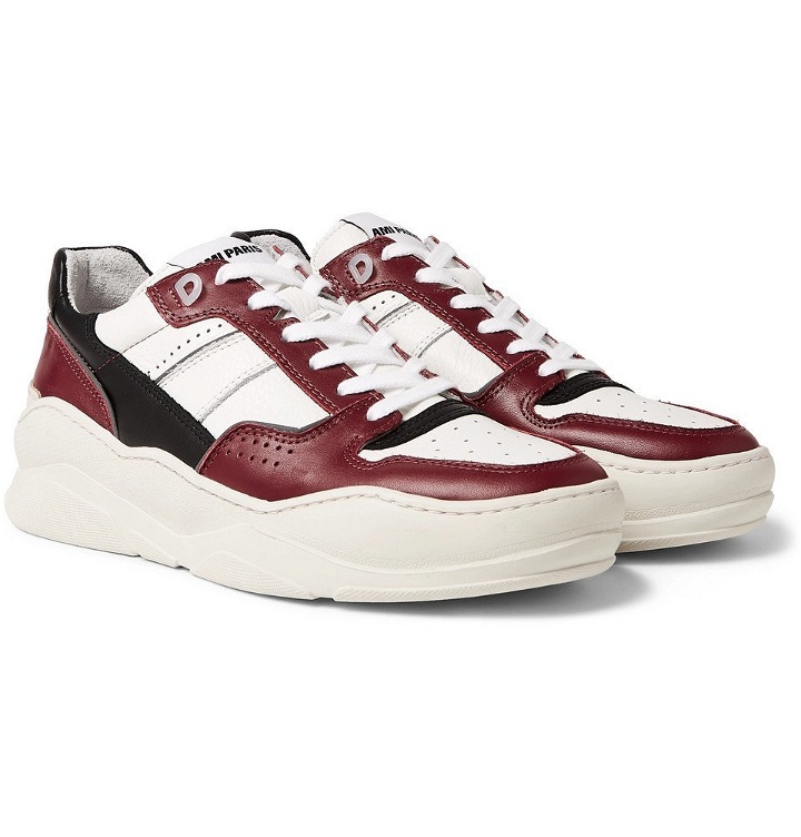 Photo: AMI - Panelled Leather Sneakers - Red